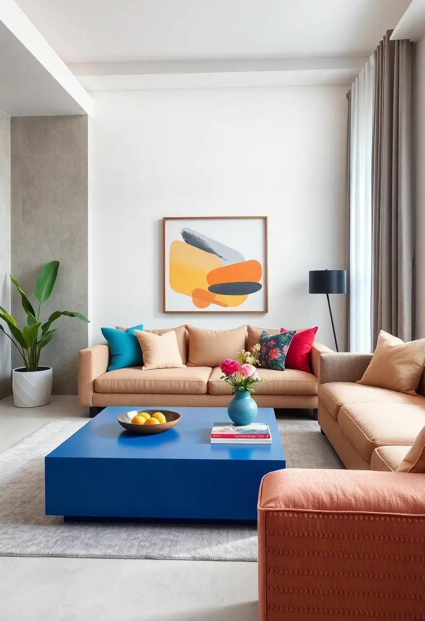 Bold‍ Colors: ​Add a splash ⁣of personality with a brightly colored minimalist coffee table that serves as a focal point in your living room