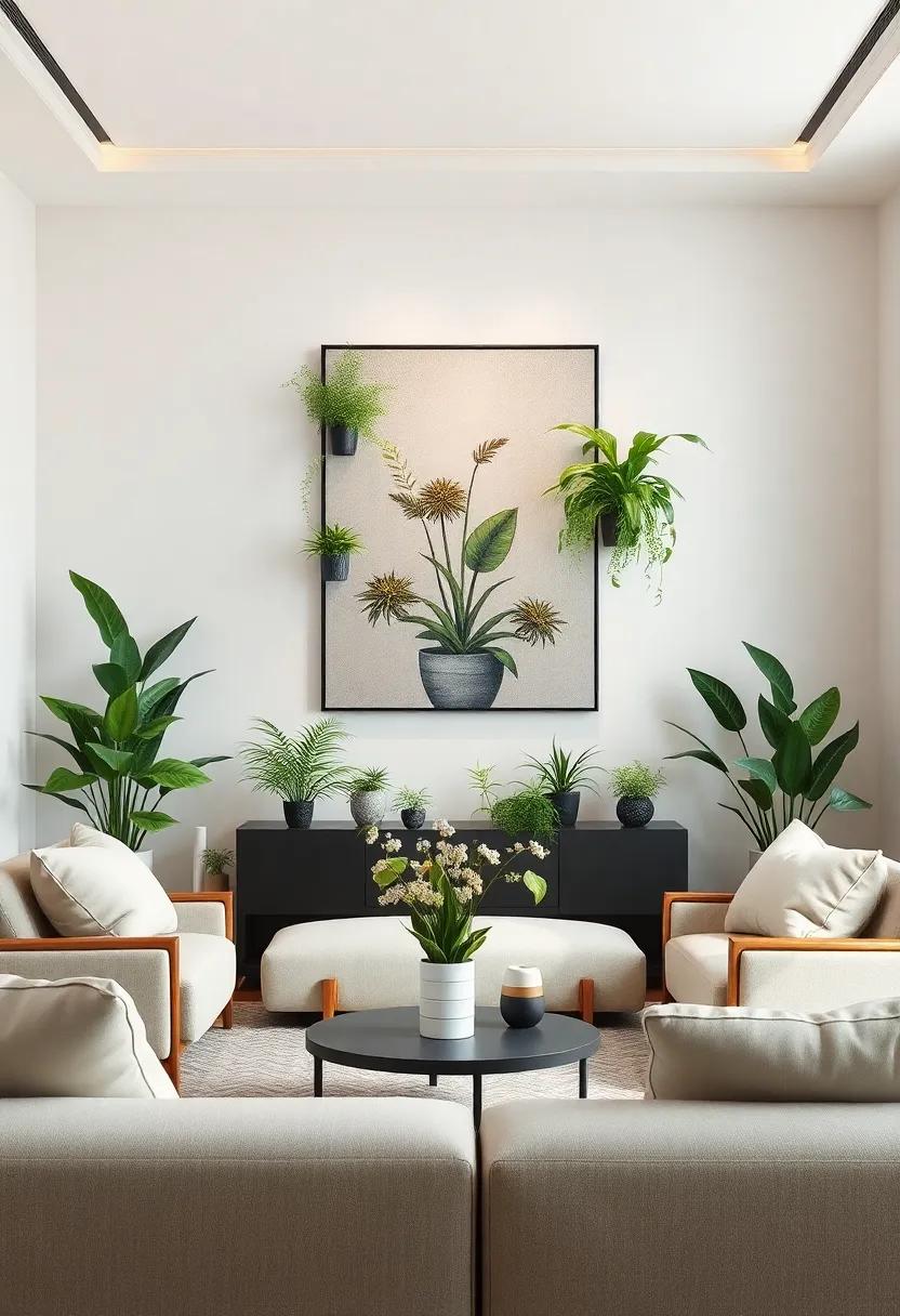 Explore the unique concept of combining‍ artwork⁤ and ‌plant displays, where an artful‌ arrangement of greenery becomes the focal⁤ point⁢ of the⁤ room
