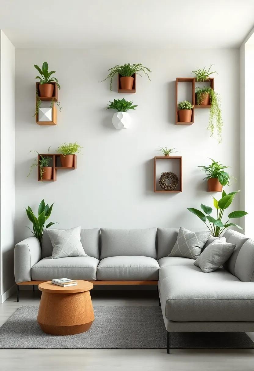 Get inspired by a clean and modern approach‌ to⁣ vertical gardening, featuring ‍geometric⁢ planters that add artistic flair ⁣to your living room walls
