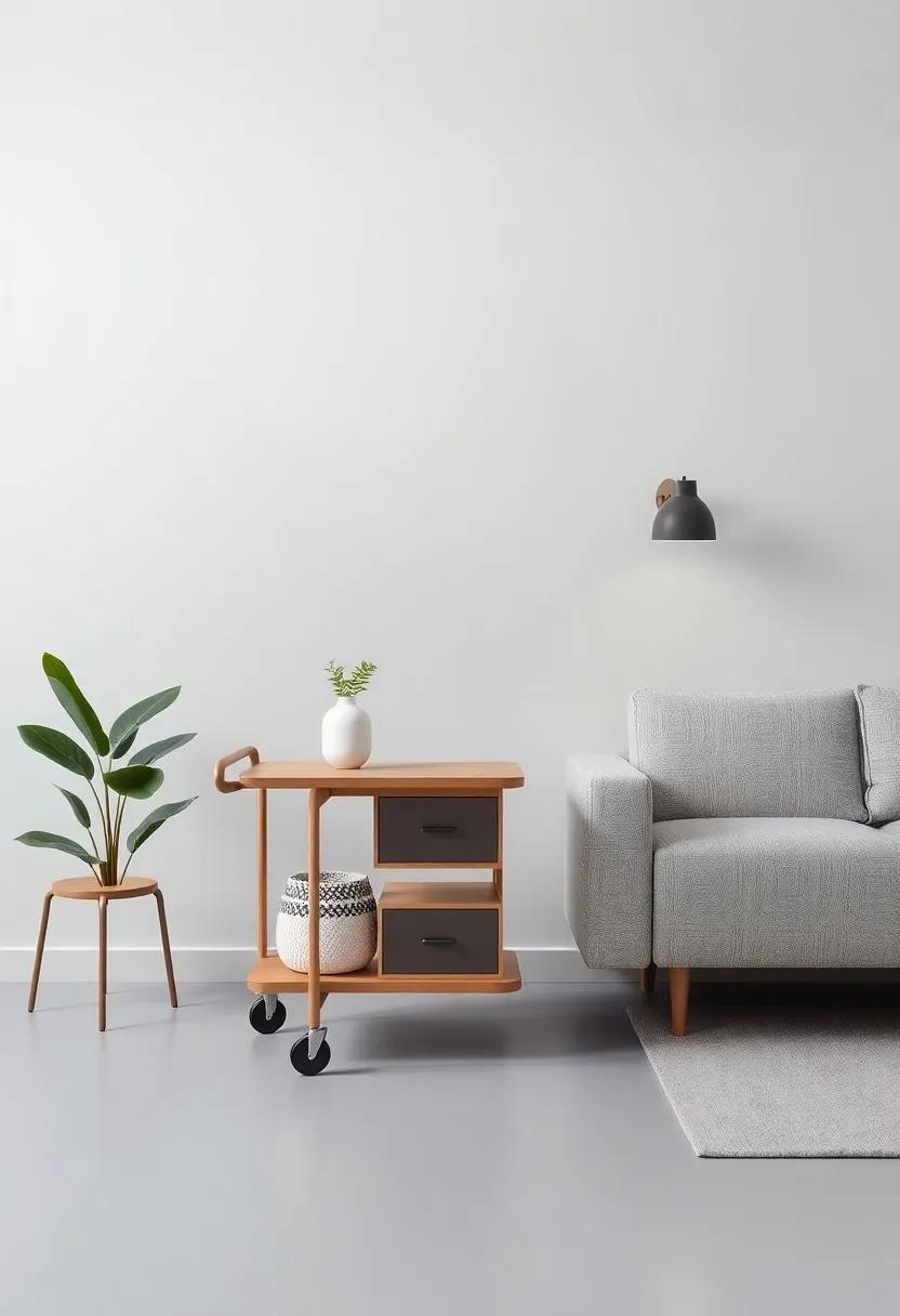 Furniture on Wheels:‍ Opt for furniture on wheels, like rolling carts or‍ mobile islands, providing flexibility to rearrange ⁤your‌ space for different occasions