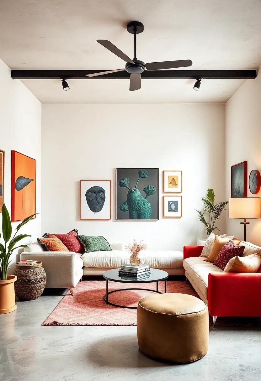 Modern⁢ Gallery: Transform your room into an art‍ gallery with bold art displays, clean lines, and unique, ⁢statement ⁢furniture that sparks conversation