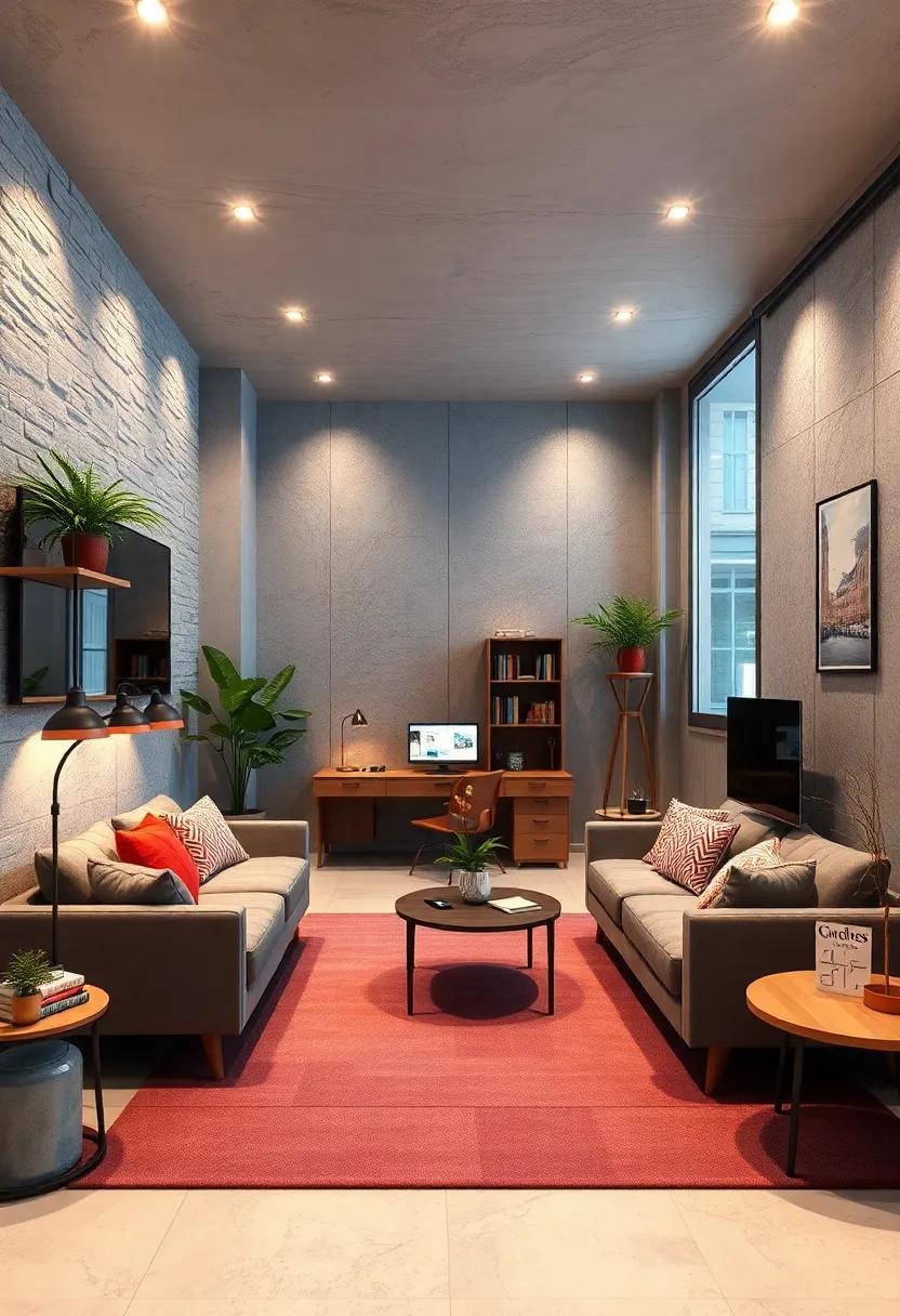 Tech-Friendly Hub: Create a modern,‌ high-tech environment with integrated gadgets, sleek ​furniture, and⁣ smart lighting to enhance both productivity and​ relaxation