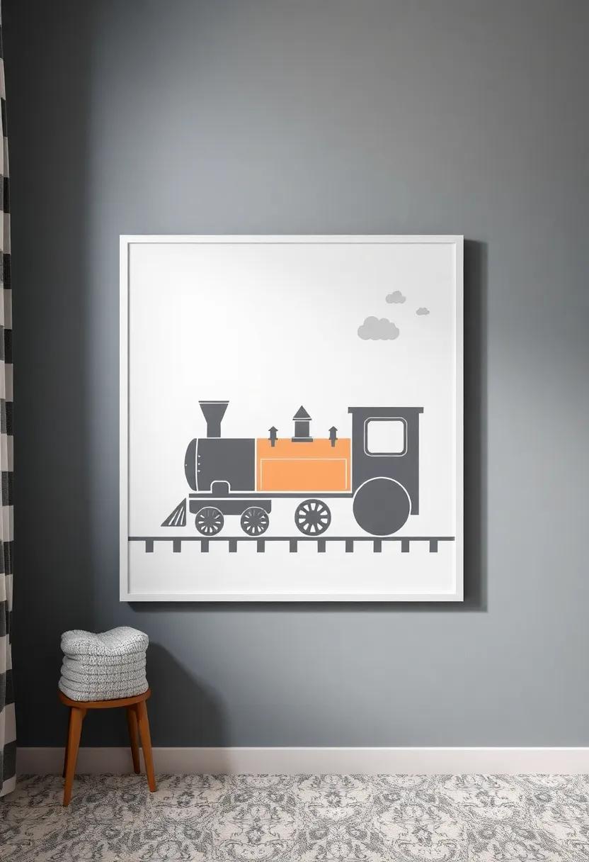 Engine ⁤number Wall ‌Art:‌ Personalize the nursery with ⁣wall art featuring your‍ child's name ​and a train engine number as ⁢a ⁤playful‌ touch