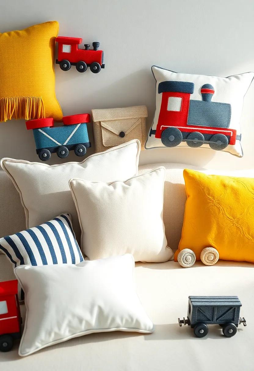 Soft Train Pillows: Scatter ‍soft pillows‍ shaped like locomotives and⁤ freight ‌cars⁣ for a⁣ cozy and playful environment
