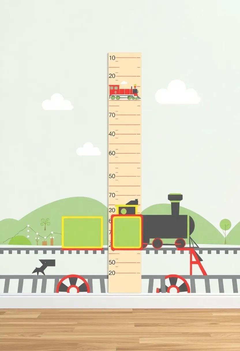 Train-Themed Growth‌ Chart: Track your little conductor's growth with ⁣a⁢ chart featuring⁢ whimsical train ‍graphics