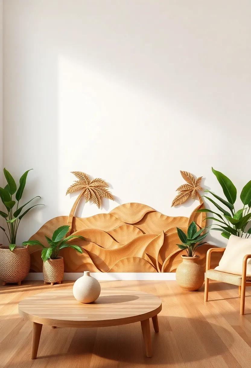 Hand-Carved Wooden Art: ‌Introduce handmade wooden pieces‍ that depict tropical themes, adding warmth and ​craftsmanship