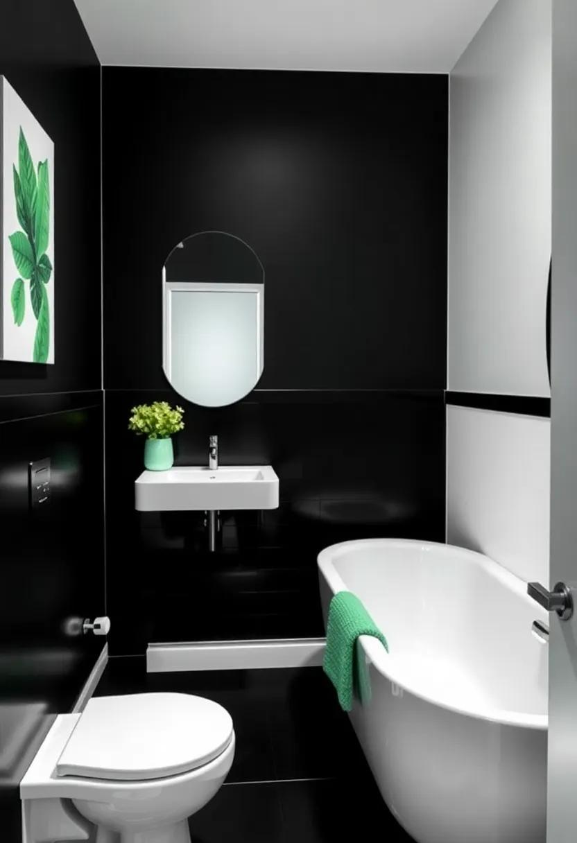 Classic Black and ⁣White with Mint Green‍ Highlights: Keep it ⁣timeless ⁣with a classic black and white palette, then infuse fresh mint‌ green​ accents that​ breathe life into the room ​with a contemporary twist