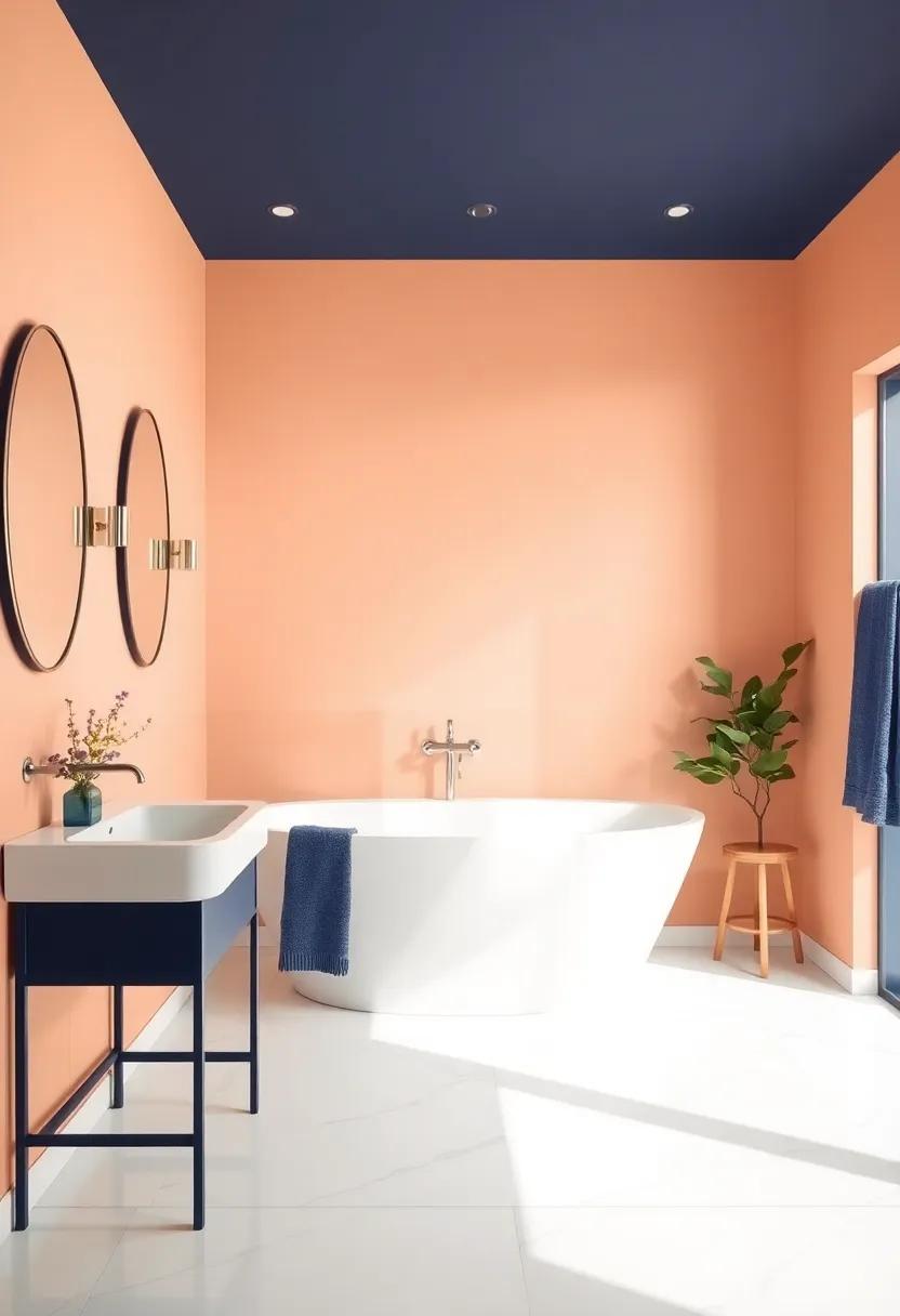 Delicate ⁤peach and Crisp​ White with Deep ​Indigo Highlights: Combine soft peach tones ⁢with crisp white for a fresh look, while deep indigo ⁤accents create visual interest and a ⁢sophisticated edge