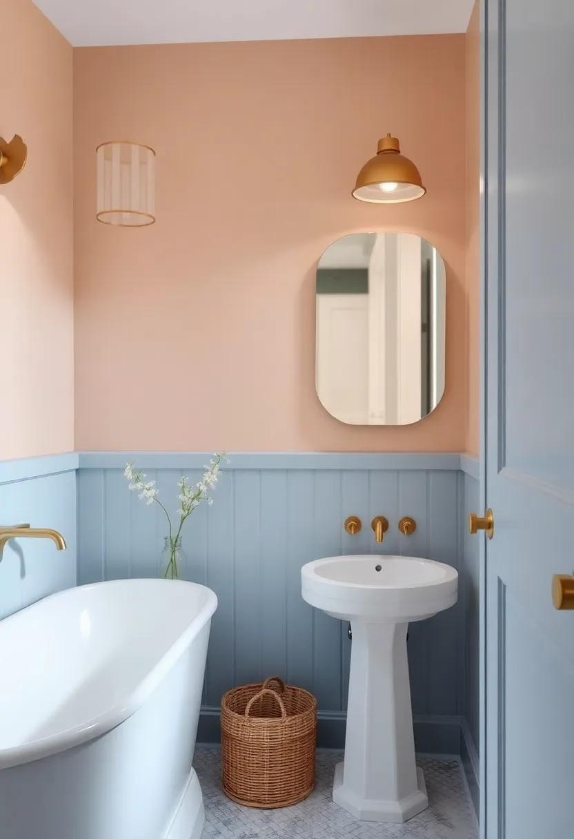 Serene Light Blue ​and Soft Taupe with ⁤Brass Elements: Set⁣ a tranquil tone using‍ light⁣ blue walls ​and ⁣soft ⁣taupe,⁤ amplified by​ brass fixtures for a‌ warm and⁣ sophisticated touch that feels⁣ timeless