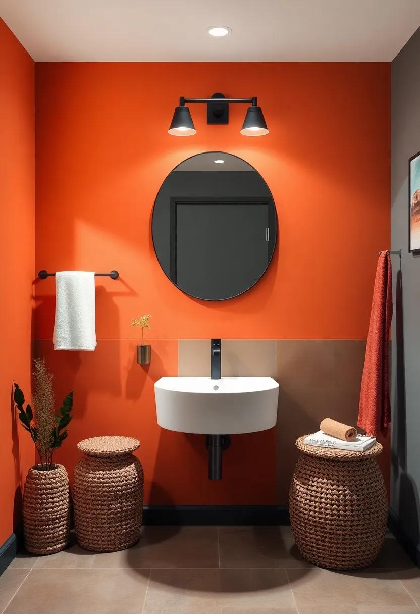 Inviting Sunset Orange and Heather Gray with Earthy ‍Browns: Capture warmth with sunset ‍orange walls⁣ complimented by heather gray, while earthy brown accents ‌ground the space, making it feel cozy and inviting