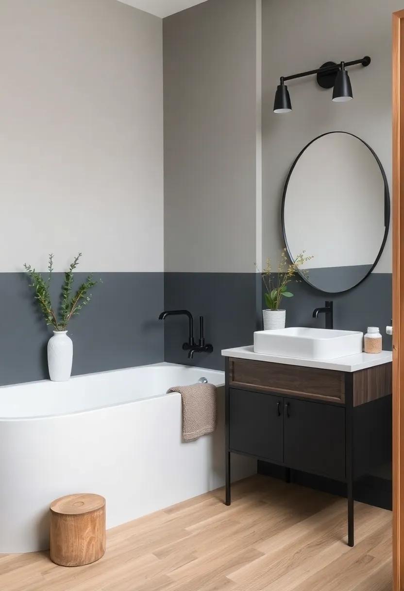 Rustic Charcoal and Soft Sage with Natural Wood Elements: Combine rustic charcoal‌ tones with soft sage for a grounded feel, and introduce natural wood ⁣elements for an earthy, organic touch that feels‍ cozy