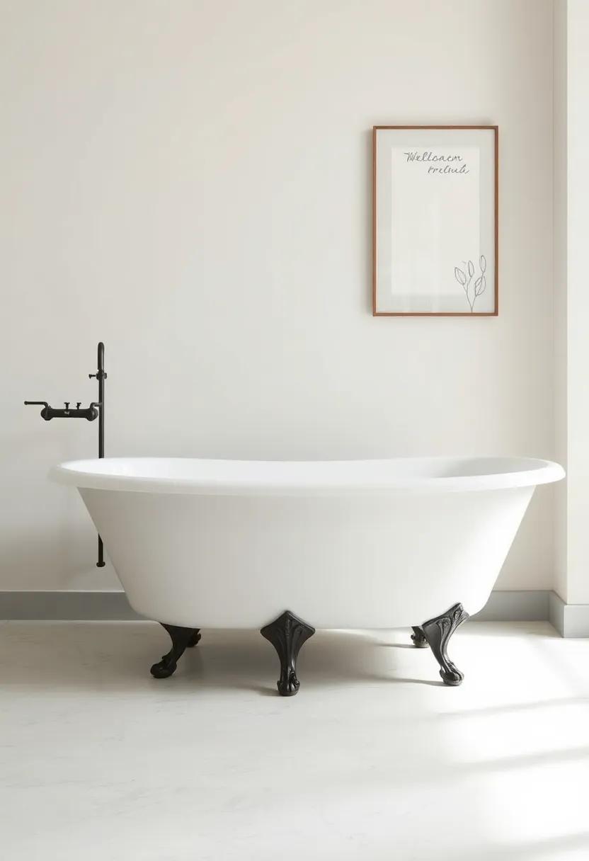 Transform your ‍vintage flair ​with an⁢ industrial touch,showcasing a‍ minimalist clawfoot tub alongside bold ‌metal accents for ‌a striking contrast