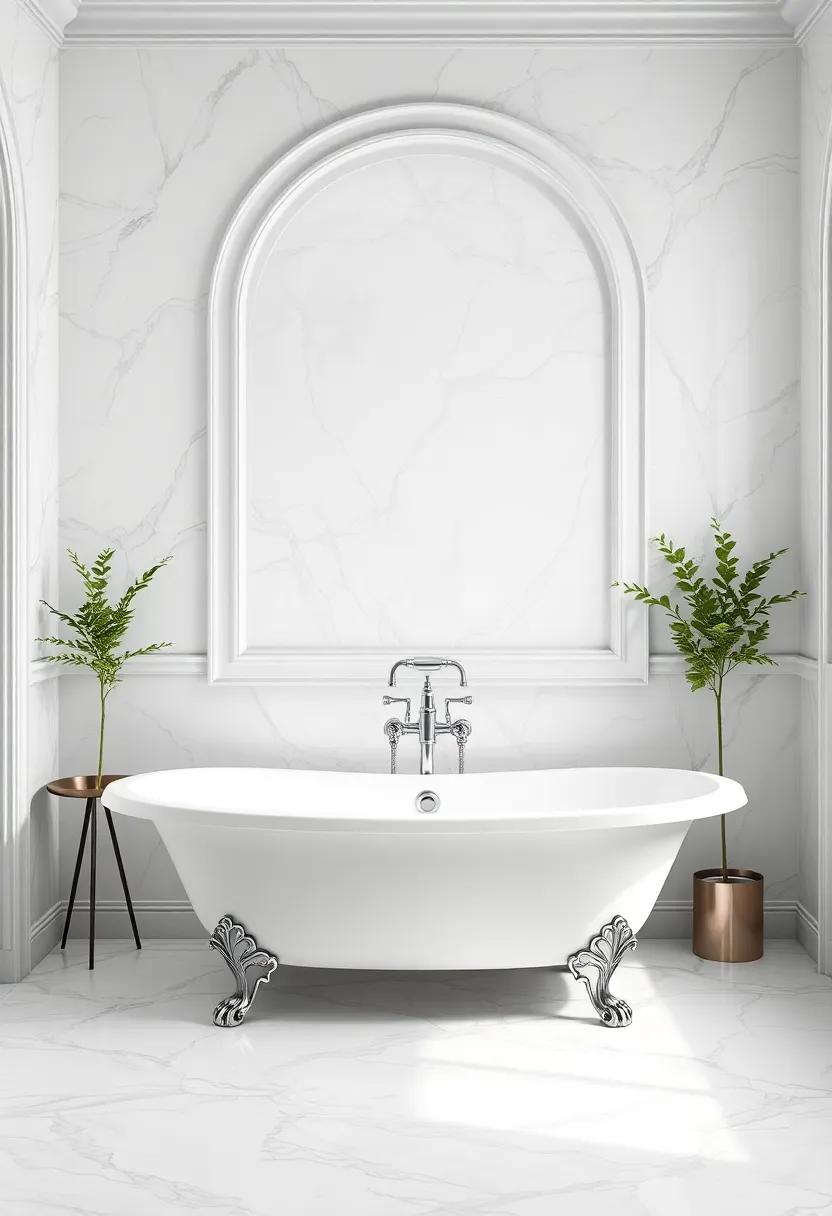 timeless elegance shines in a ⁢stunning marble-clad bathroom⁣ featuring a freestanding⁣ tub that⁤ promises luxurious bathing experiences