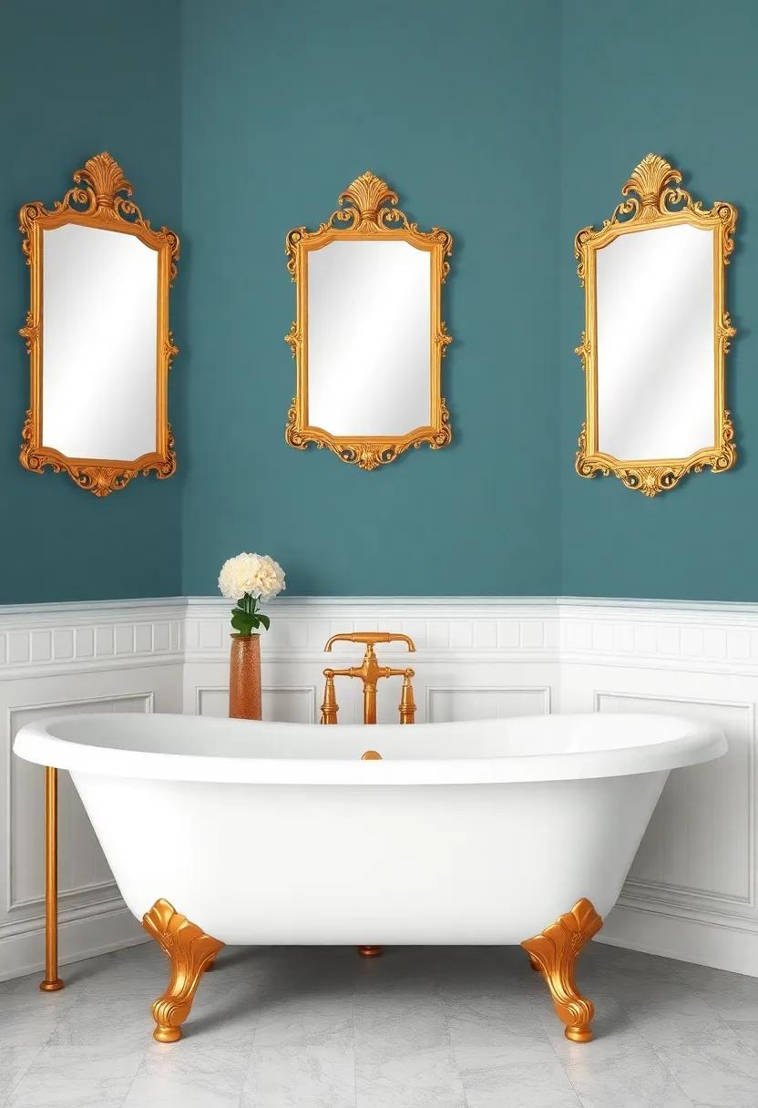 Golden accents and ornate⁤ mirrors‌ elevate ⁣this traditional clawfoot‌ tub setup,allowing‌ vintage ⁤elegance to shine through in​ every detail