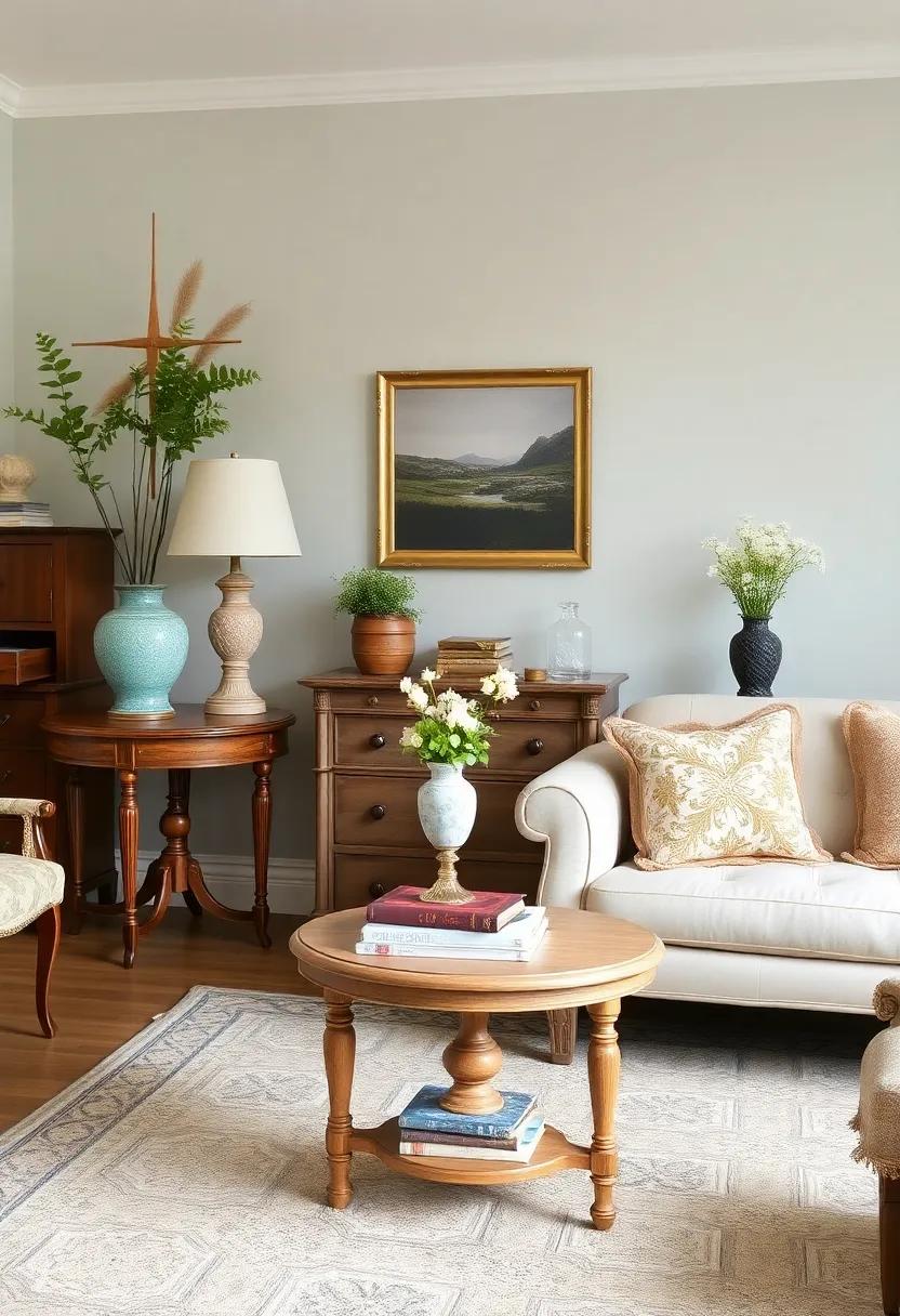 Distinctive Side ⁣Tables:​ Select unique⁣ side tables with a vintage flair, perfect‍ for holding cherished​ books or ⁢a cup of​ tea while complementing your overall scheme