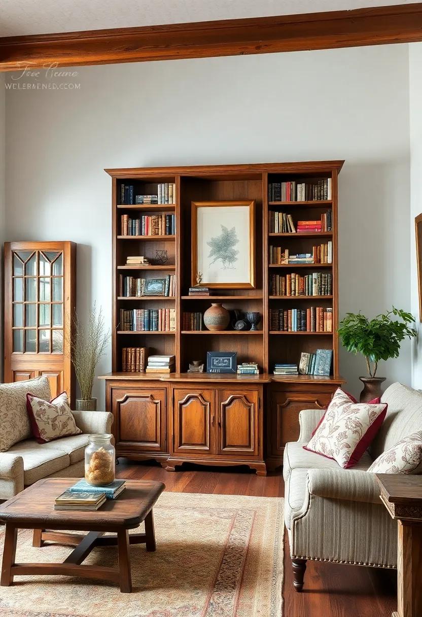 Weathered Bookshelves: opt for vintage wooden bookshelves that tell ​a story of their‍ own, whether ⁣filled with ⁢books, trinkets,⁢ or cherished family heirlooms