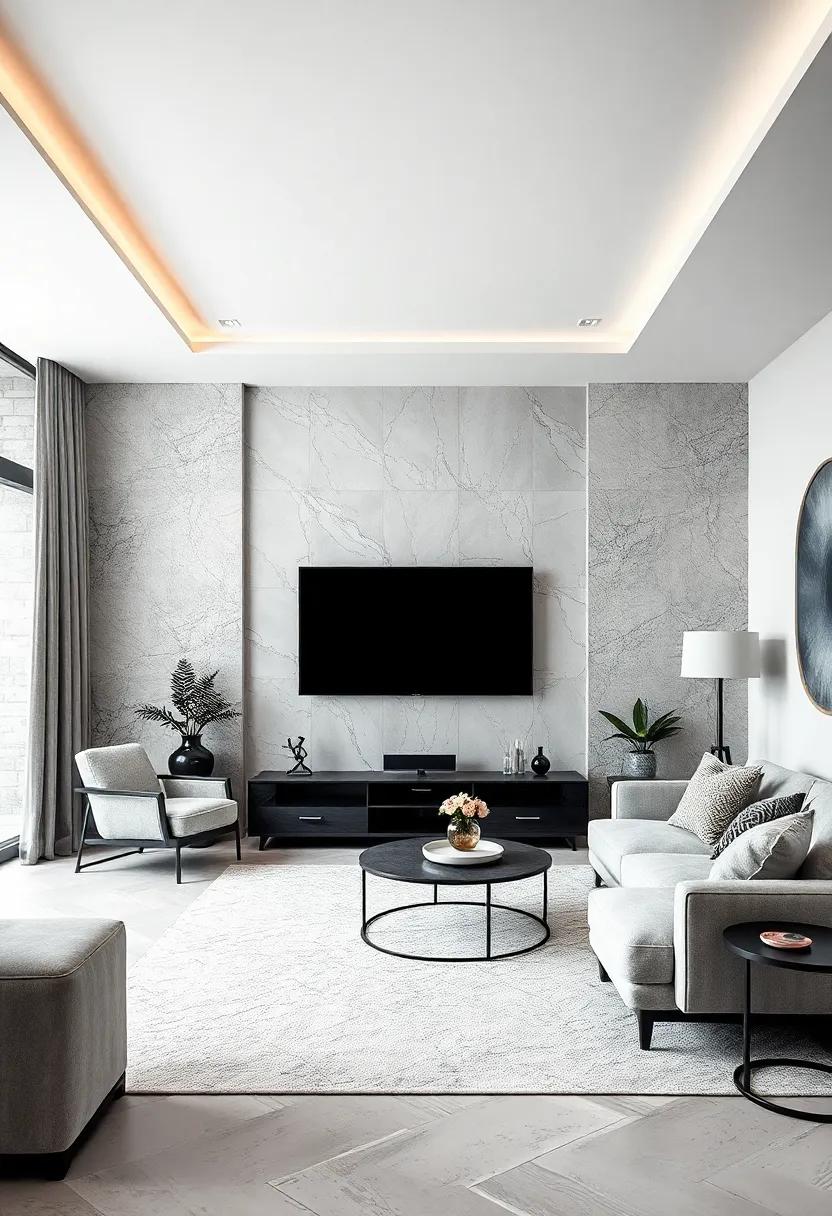 Elegant Contrasts of ‍Black‌ and White: An⁤ Artistic⁣ Approach to TV Wall ⁣Design