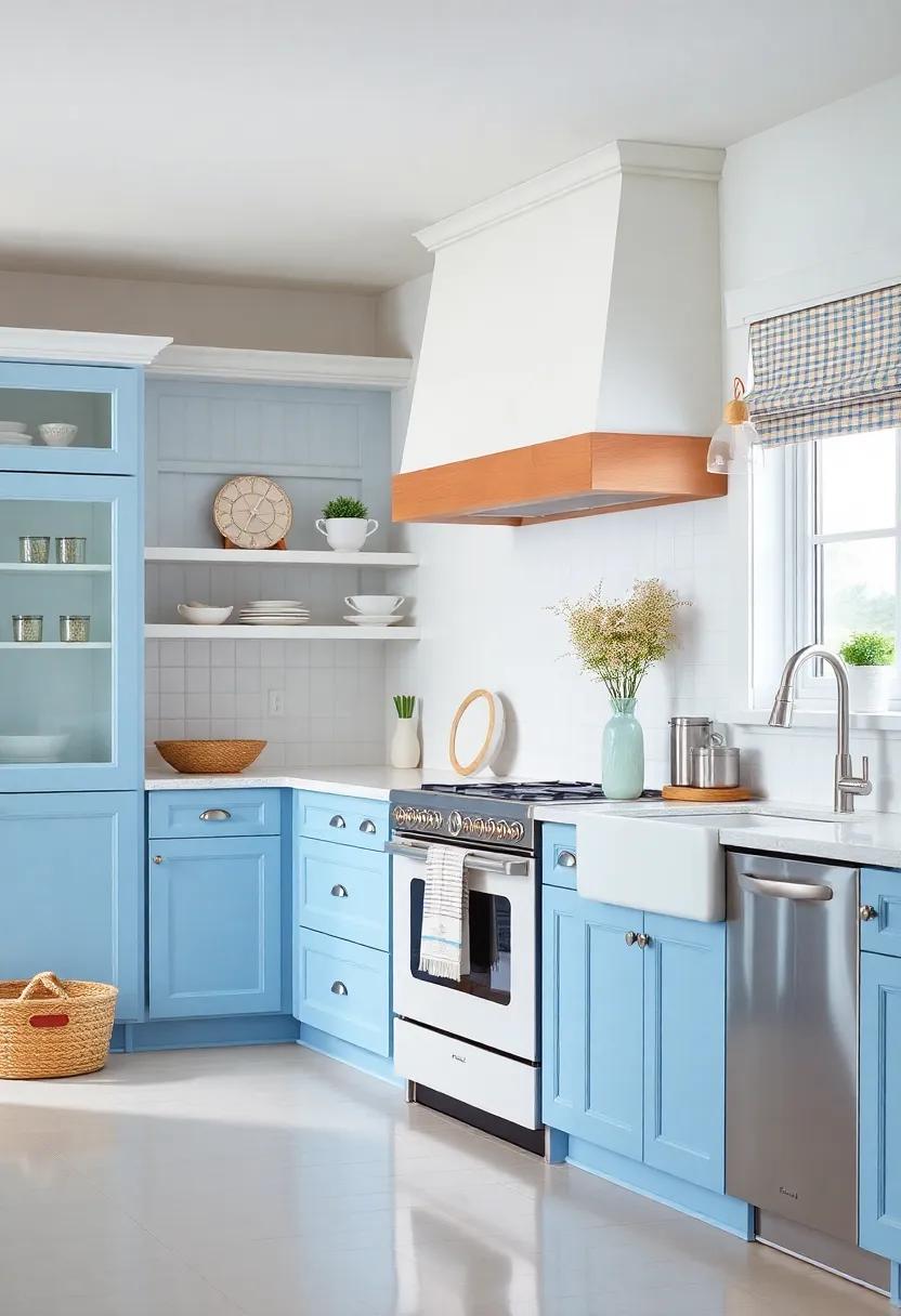 Coastal Cottage Aesthetic: Use soft blue cabinets to evoke a cottage feel, paired with white wainscoting and nautical⁣ decor for a summery touch
