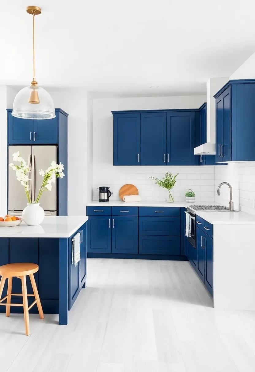 embrace Nautical Vibes⁤ with Stripes: Combine navy⁤ blue‍ cabinets with crisp white accents for a refreshing coastal ​look that brings ‌the beach to your ⁢kitchen