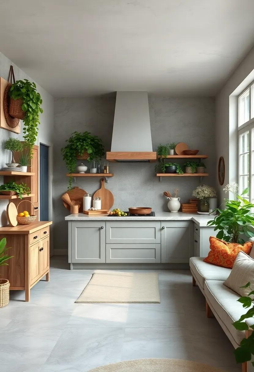 Embracing Nature: Enchanting Farmhouse Kitchens Adorned with Lush Greenery