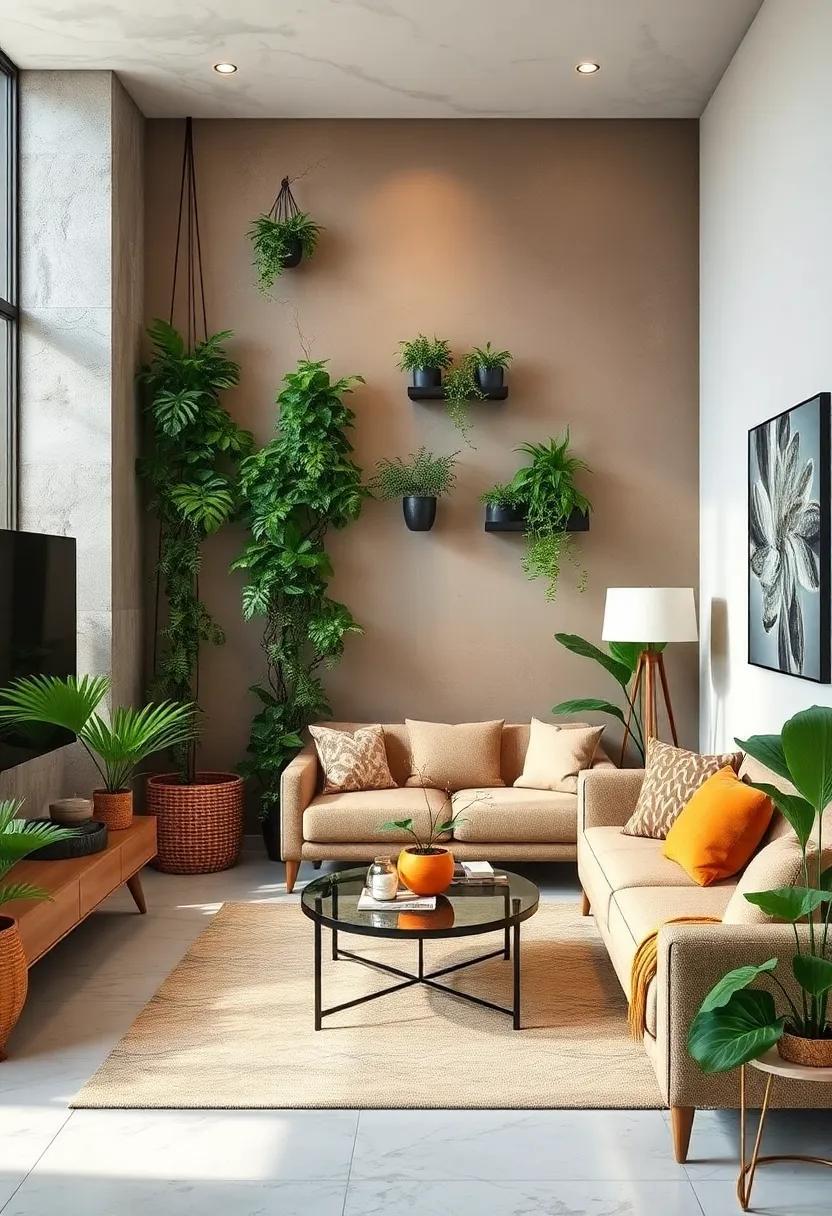 25 Inspiring Small Living Rooms Featuring Vertical Plant Displays for Green Elegance