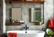 27 Inspiring Industrial Bathrooms Featuring Unique Pipe Shelving Designs