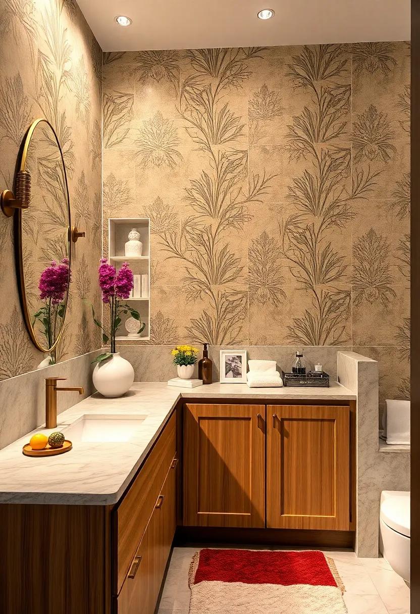 Bold Wallpaper: Choose eye-catching wallpaper or decals with ⁢a busy ‌pattern to create⁢ a fun contrast with your‍ cabinet's earthy tones