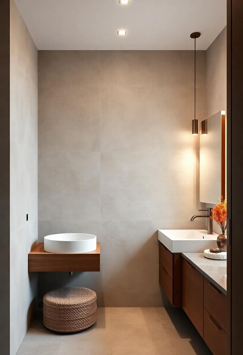 Floating vanity: ⁢Combine modern floating vanities with your brown⁢ cabinets for a sleek, contemporary‍ twist that also makes cleaning⁢ easier