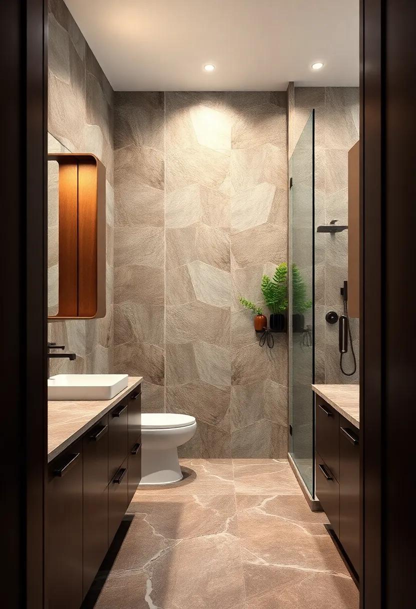 Glossy Finishes: pair matte⁤ brown cabinets with ​glossy tiles or ​a glass shower enclosure to create a striking contrast that elevates ⁣your bathroom's style