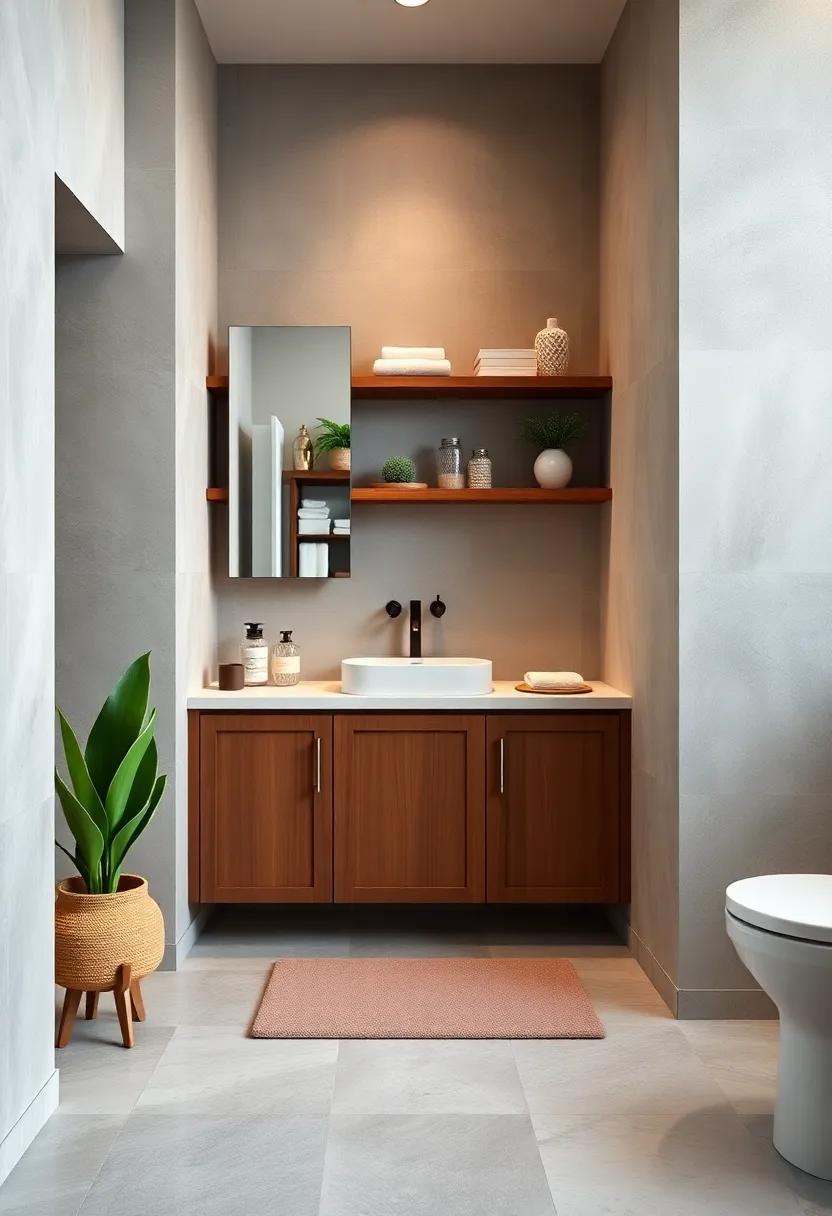 Open Shelving: Utilize open⁤ shelving as an organizing solution that showcases decorative towels, jars, or your favorite books alongside brown ‌cabinetry