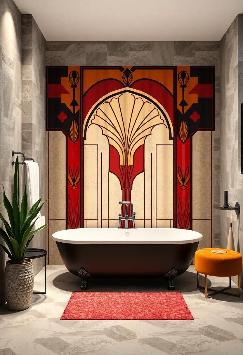 Art Deco Glam: revive the roaring twenties with ‍a‌ glamorous shower curtain set that showcases rich colors and‍ intricate ⁢geometric designs