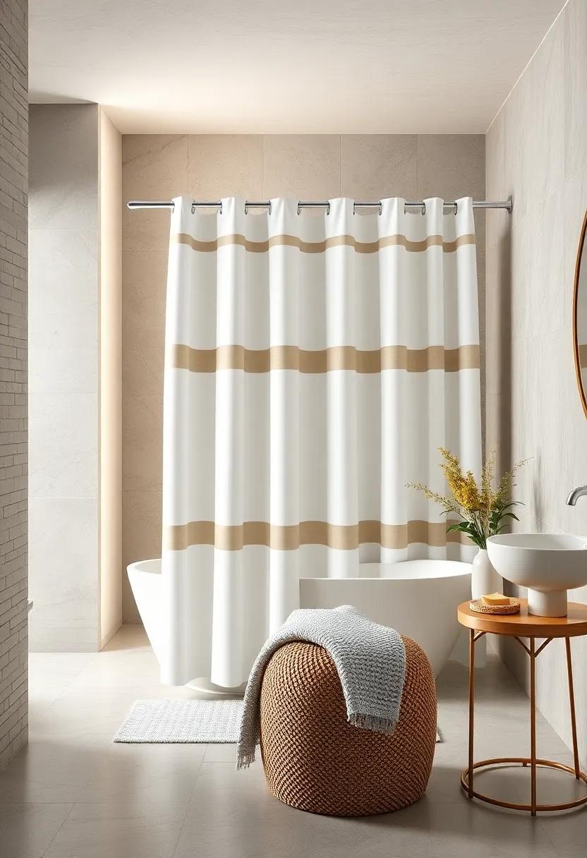 Classic Stripes: Opt for timeless elegance with a ‍classic striped shower ⁤curtain set in soft ‍hues that add‌ sophistication to​ your space