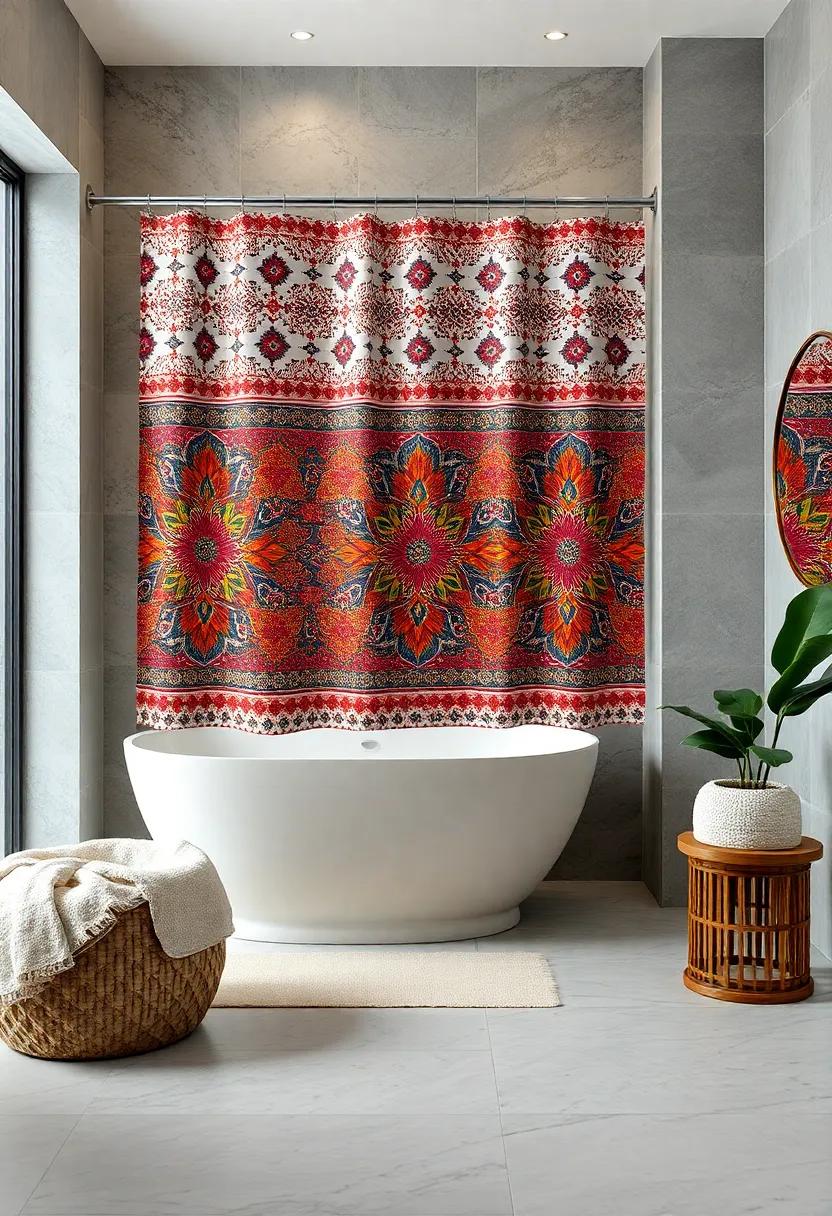 Ethnic Patterns: Celebrate ⁣global cultures with a shower curtain set featuring intricate ethnic prints that add depth and⁢ character to your space