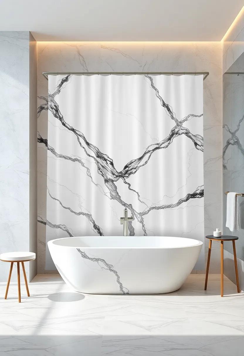 Marble Elegance: Upgrade your space with a shower curtain that mimics the⁤ exquisite beauty ‍of marble, exuding luxury and class