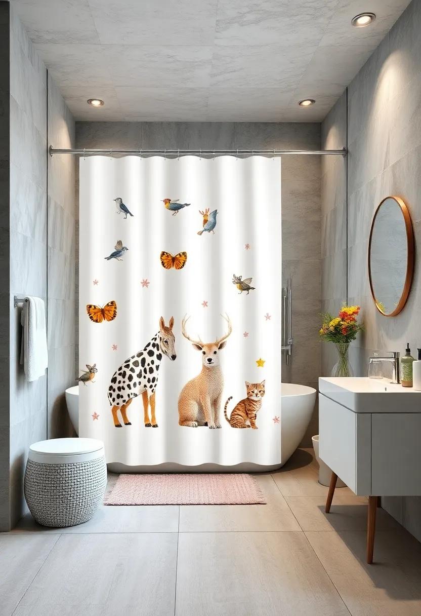 Whimsical Animals: Make your bathroom ​fun and playful with a shower⁣ curtain set featuring adorable ‍animal illustrations for a touch of whimsy