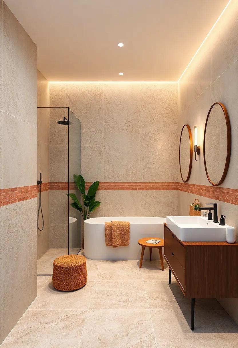 Design ⁣a Border with Accents: Use accent tiles ‌as a border to define spaces within ‍your bathroom – perfect for defining‍ shower areas⁢ and highlights