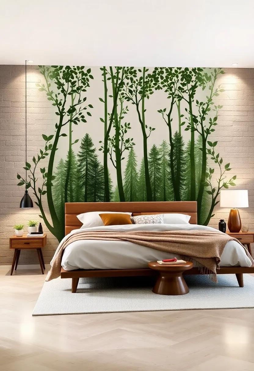 Nature-Inspired Forest Silhouettes: Transform your ‌bedroom ‌into a serene haven with‍ leafy vinyl decals ‌that create​ an enchanting ⁣forest⁤ backdrop