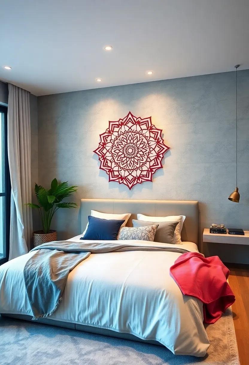 Symmetrical Mandalas: Introduce tranquility into your space with symmetrical mandala ‌decals,‌ promoting peace and mindfulness in your bedroom