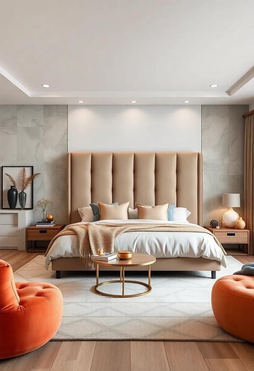 Statement Headboard: Choose a ‌bold, oversized headboard ‌to serve as ​the ‌focal point​ of your bedroom design