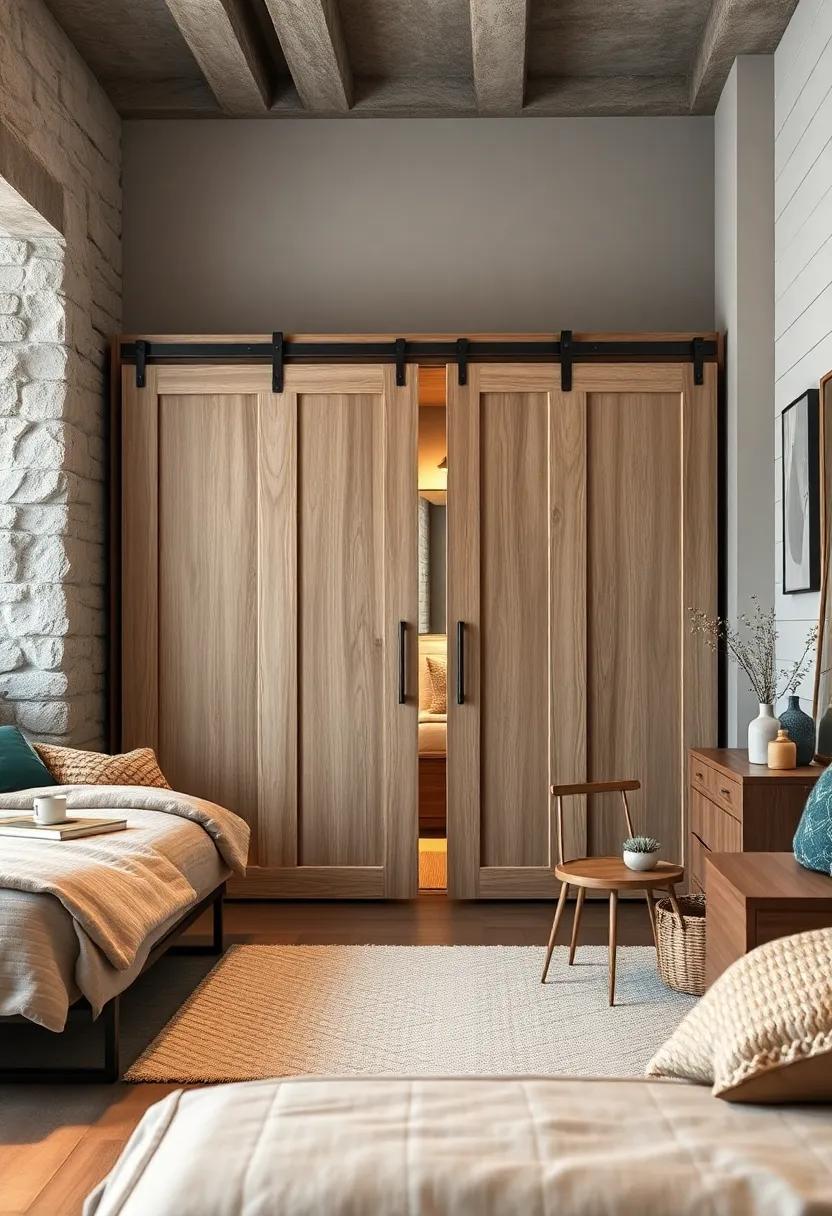 Industrial Chic: Add a bold statement to your space with a wardrobe that combines reclaimed wood and metal elements, perfect for achieving an edgy industrial vibe without sacrificing functionality