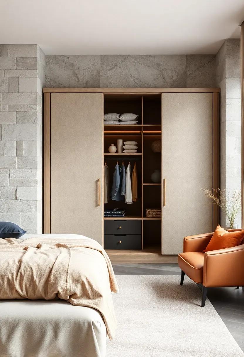 Luxurious Upholstery: elevate your space with a wardrobe featuring upholstered doors in soft fabric or luxe leather, adding texture and a touch of sophistication to your bedroom