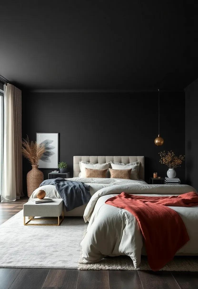 Black Coal - A rich, textured shade perfect for an industrial look, black coal brings a unique and ⁢chic aesthetic ⁢to any bedroom retreat
