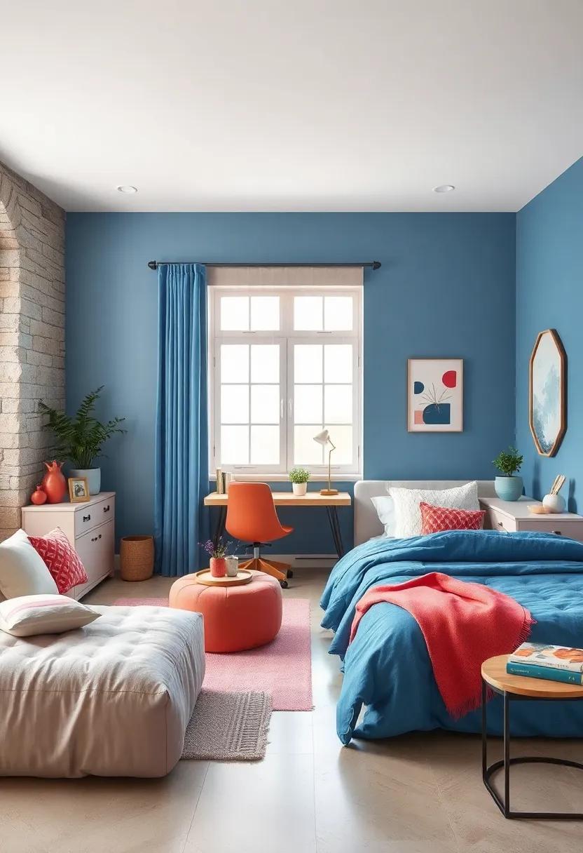Fetching Furniture⁢ Finds: Choosing Bed Frames and Desks in ⁢Dreamy Blue and Coral