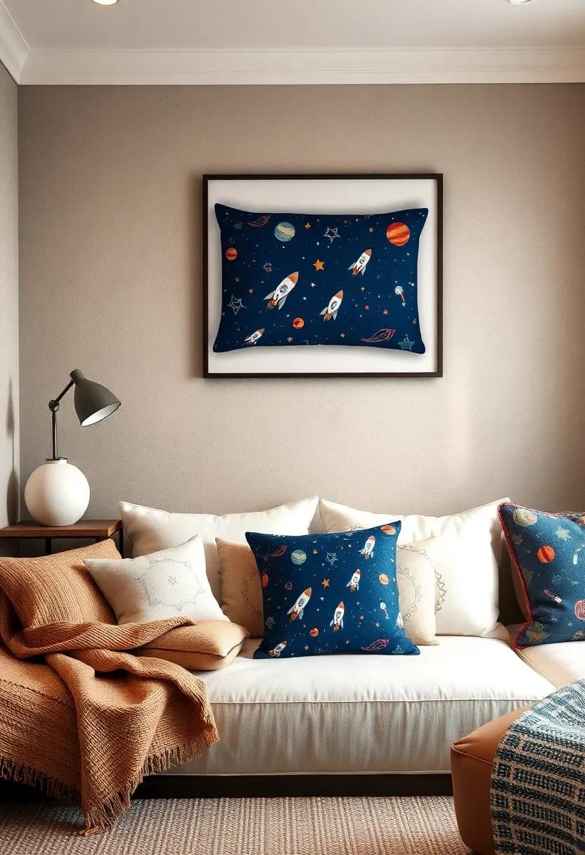 Space Explorer: Blast ​off into a galaxy⁢ of style with a chic navy ⁤pillow adorned with rocket ships and stars, perfect ‌for an astronomy ⁣enthusiast seeking a celestial touch