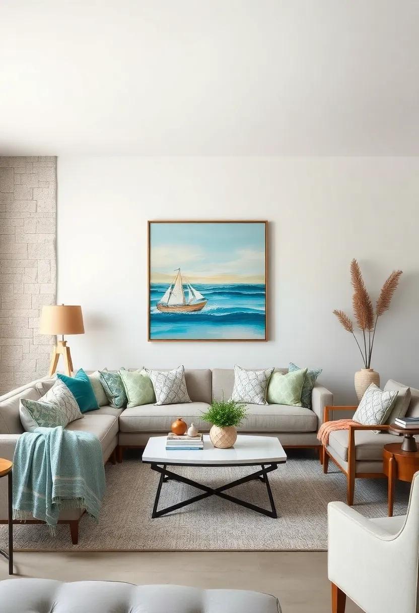 Beach-Themed Wall Art: Hang‌ artwork depicting ocean landscapes, seashells, or marine⁣ life to create an inviting‍ focal point
