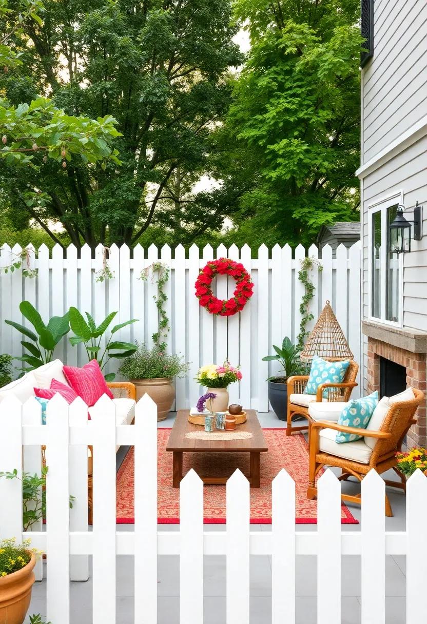Classic White Picket Fencing: Embrace the quintessential look of colonial-style gardens with a classic white picket fence that adds charm and character