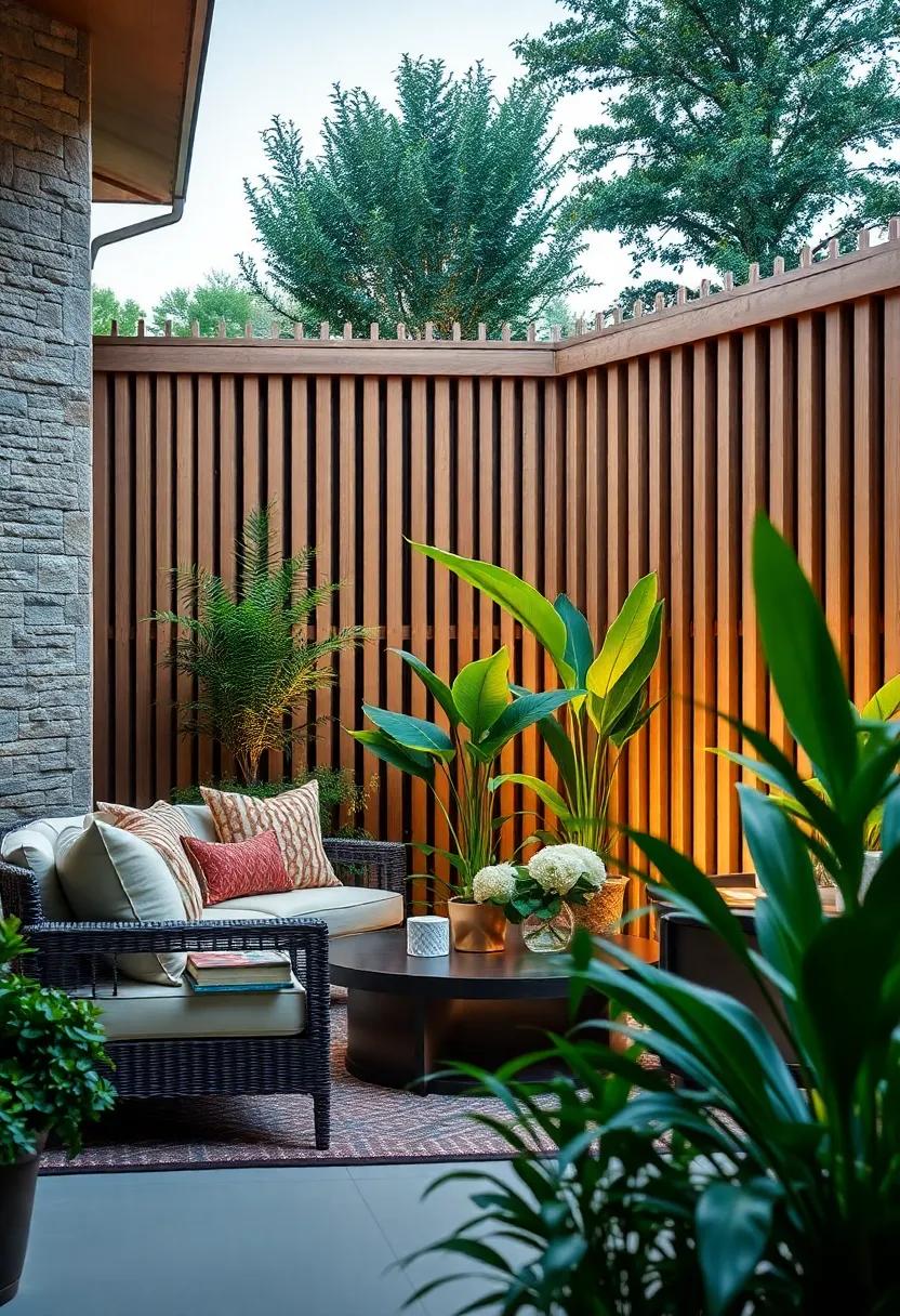 Vertical Slats with Spacing: Create visual interest with vertical slats spaced strategically to balance privacy and openness in your colonial garden