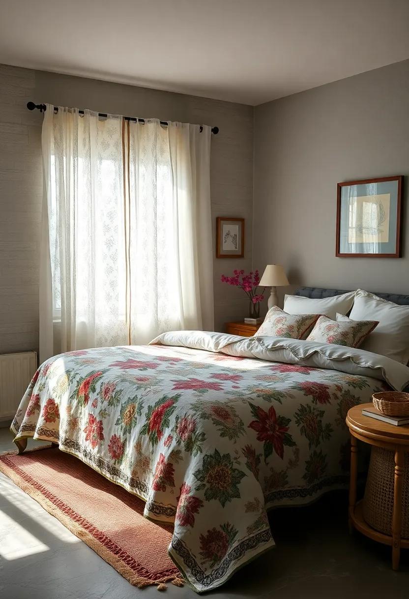 Imagine waking up to sunlight streaming through lace curtains, illuminating a soft quilt adorned with vintage patterns that tell a story of days gone by