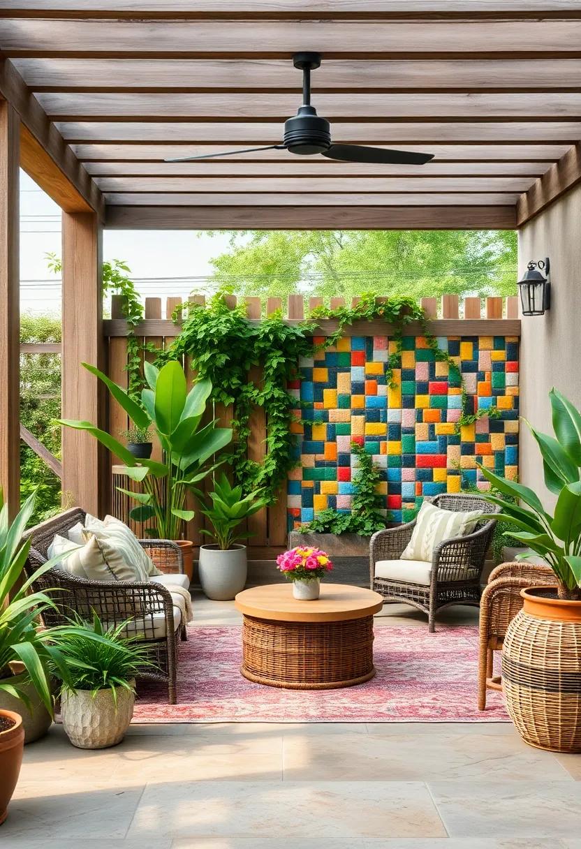 Colorful Mosaic Fence: ‌Create a mosaic of colorful tiles or stones on a ‍fence to⁣ infuse⁢ your garden with artistic flair and vibrancy