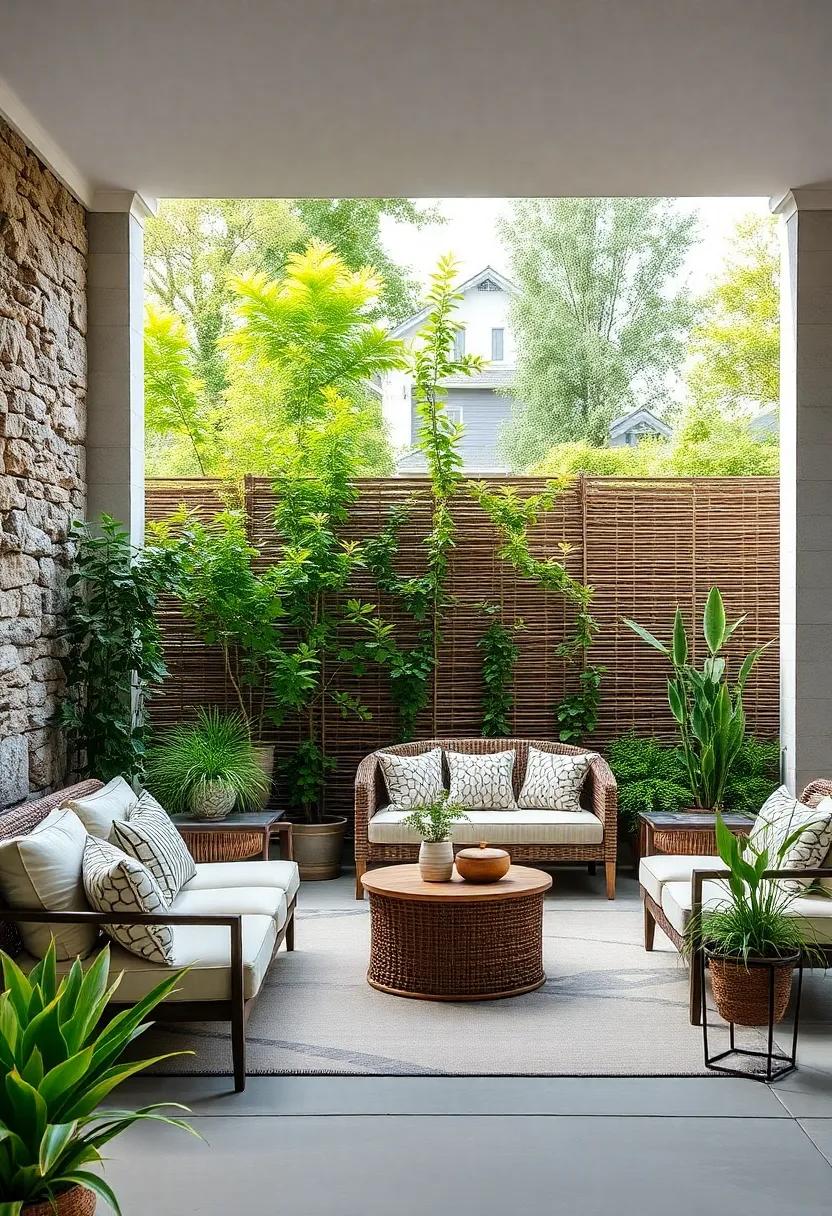 Natural Bamboo Screen: Use bamboo fencing to create a serene and exotic⁣ atmosphere, perfect for those looking to cultivate tranquility in their outdoor space